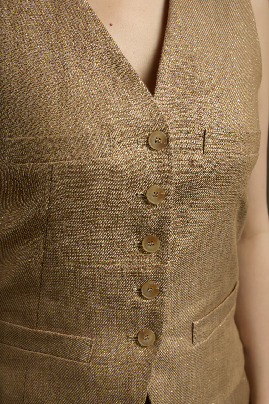 Jinhe Simple Light Minimalist Khaki Vest + Half Skirt