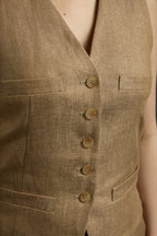 Jinhe Simple Light Minimalist Khaki Vest + Half Skirt