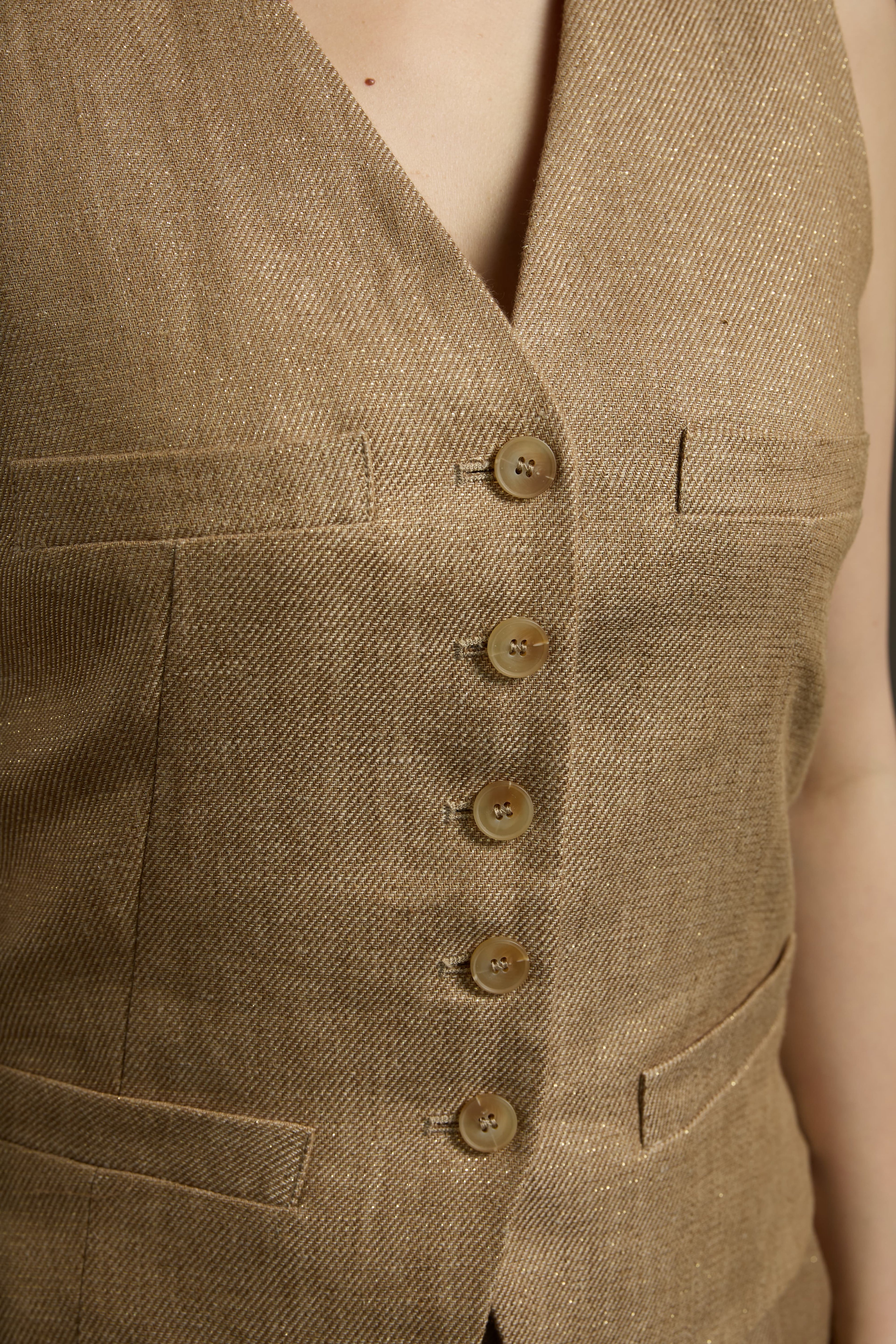 Jinhe Simple Light Minimalist Khaki Vest + Half Skirt