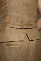 Jinhe Simple Light Minimalist Khaki Vest + Half Skirt