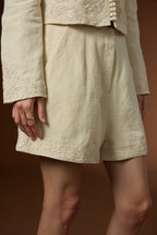 Mu Linen Fresh Short Linen Coat + High-waist Straight Shorts Set
