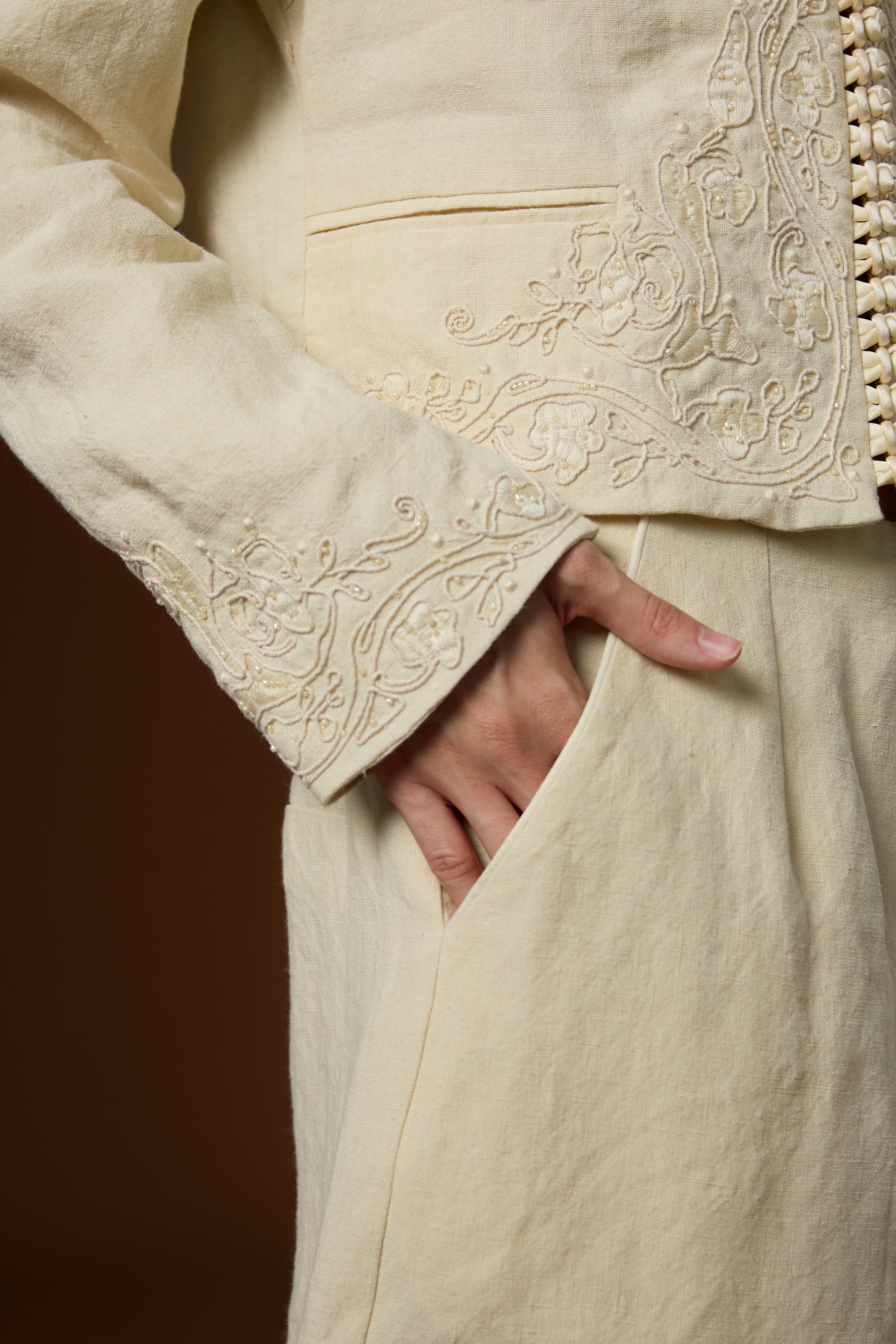 Mu Linen Fresh Short Linen Coat + High-waist Straight Shorts Set