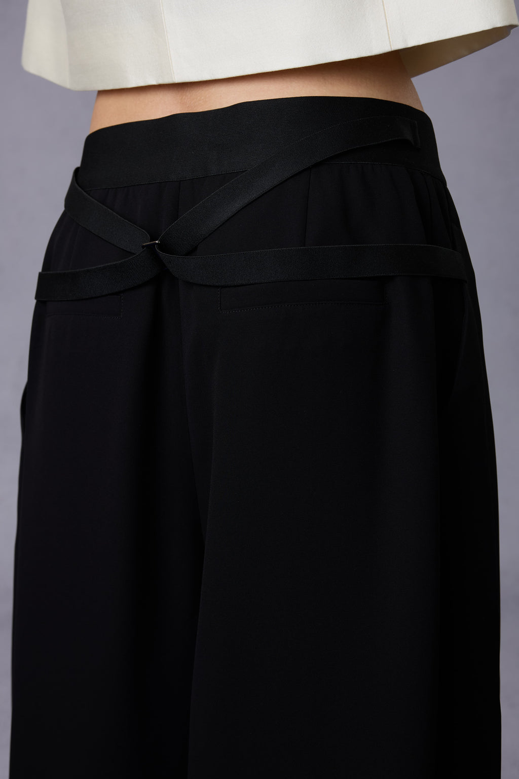Gilded Acetate Silky Drape High-waist Straight Long Pants
