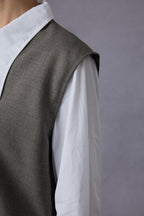 Cloud Luxury Commuting Worsted Wool V-Neck Vest + Shirt + Wide-Leg Pants Three-Piece Set