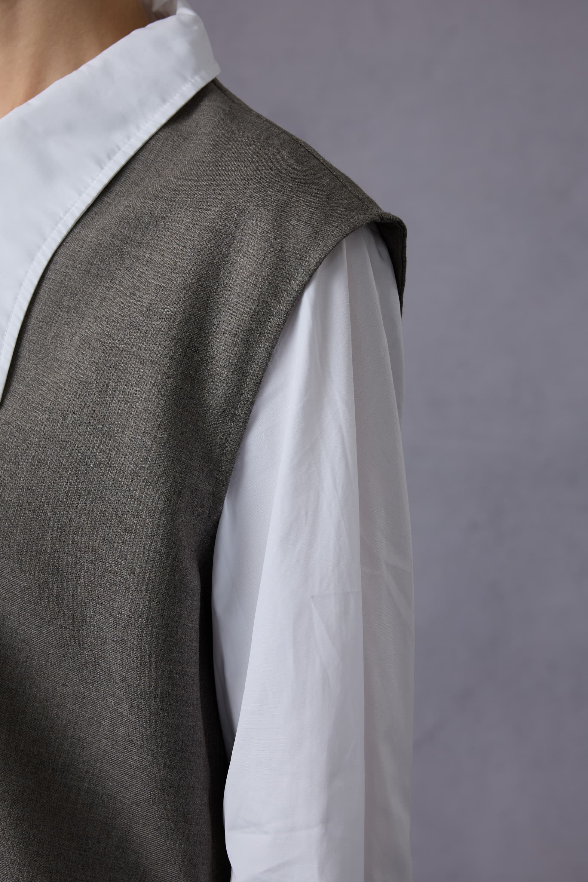 Cloud Luxury Commuting Worsted Wool V-Neck Vest + Shirt + Wide-Leg Pants Three-Piece Set