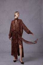 Cloud Yarn Flowing Light Gloss Long-sleeve Top + Half Skirt