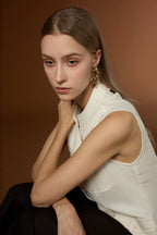 Fresh Minimal Crew Neck Linen Lyocell Vest & Worsted Wool Half Skirt Set