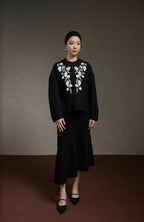 Oriental New Chinese Style Handmade Embroidery Coat + Black Half Skirt Set