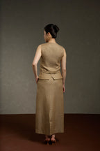 Jinhe Simple Light Minimalist Khaki Vest + Half Skirt