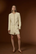 Mu Linen Fresh Short Linen Coat + High-waist Straight Shorts Set