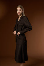 Lan Luxury Lapel Blazer + Textured Worsted Wool Half Skirt