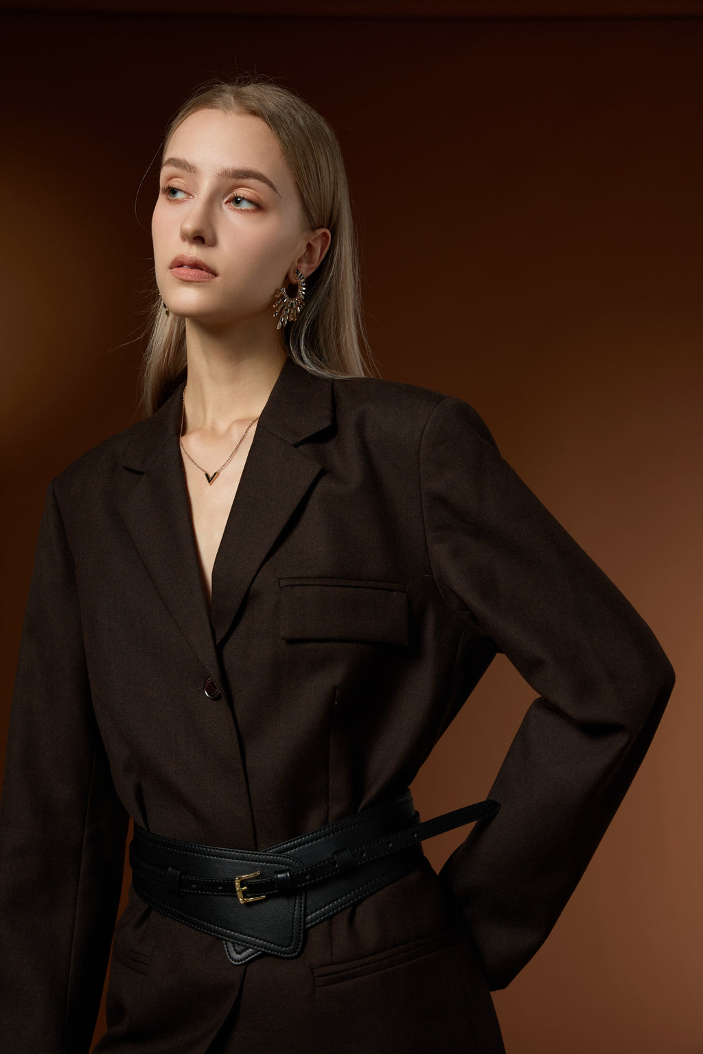 Lan Luxury Lapel Blazer + Textured Worsted Wool Half Skirt