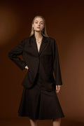 Lan Luxury Lapel Blazer + Textured Worsted Wool Half Skirt