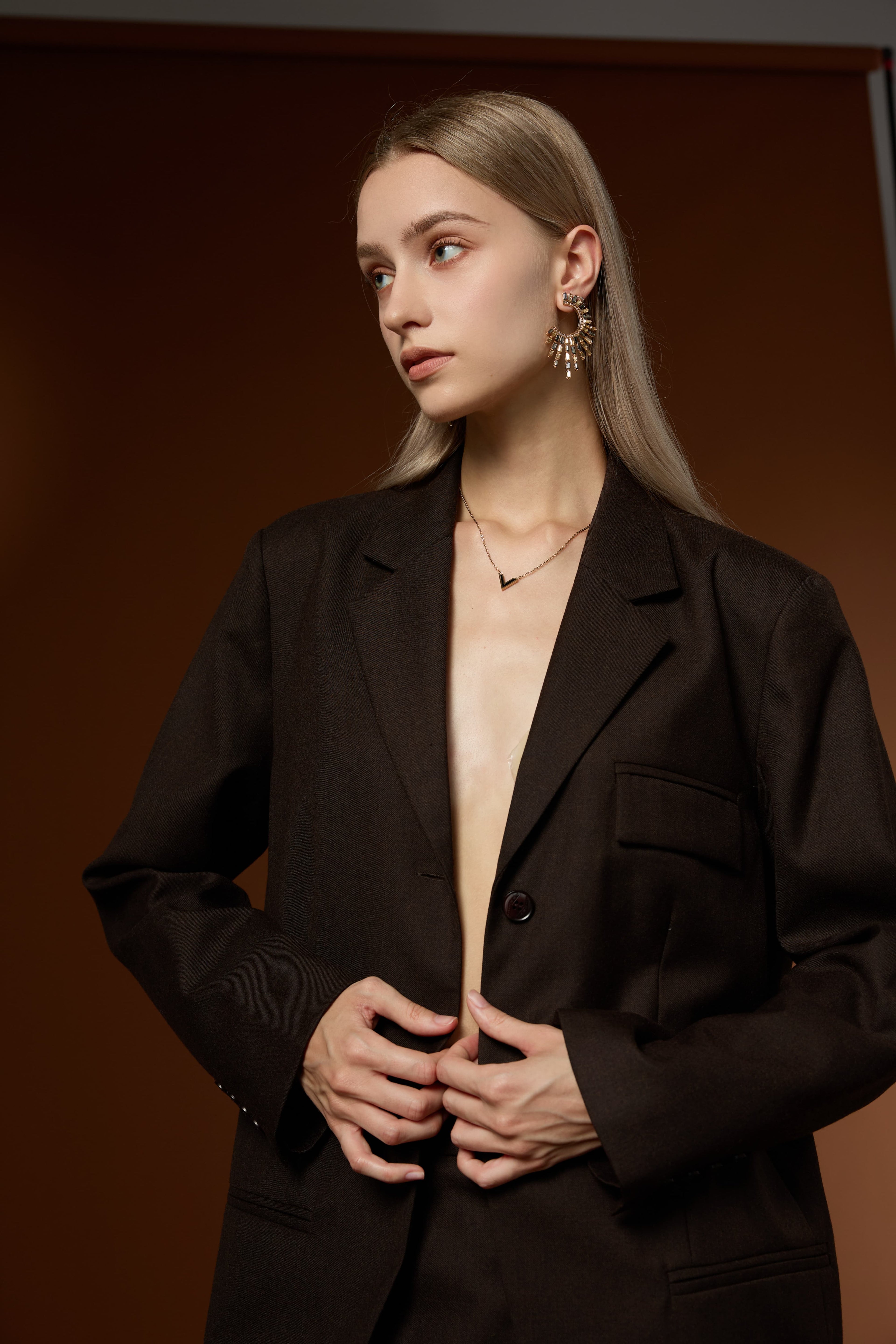 Lan Luxury Lapel Blazer + Textured Worsted Wool Half Skirt