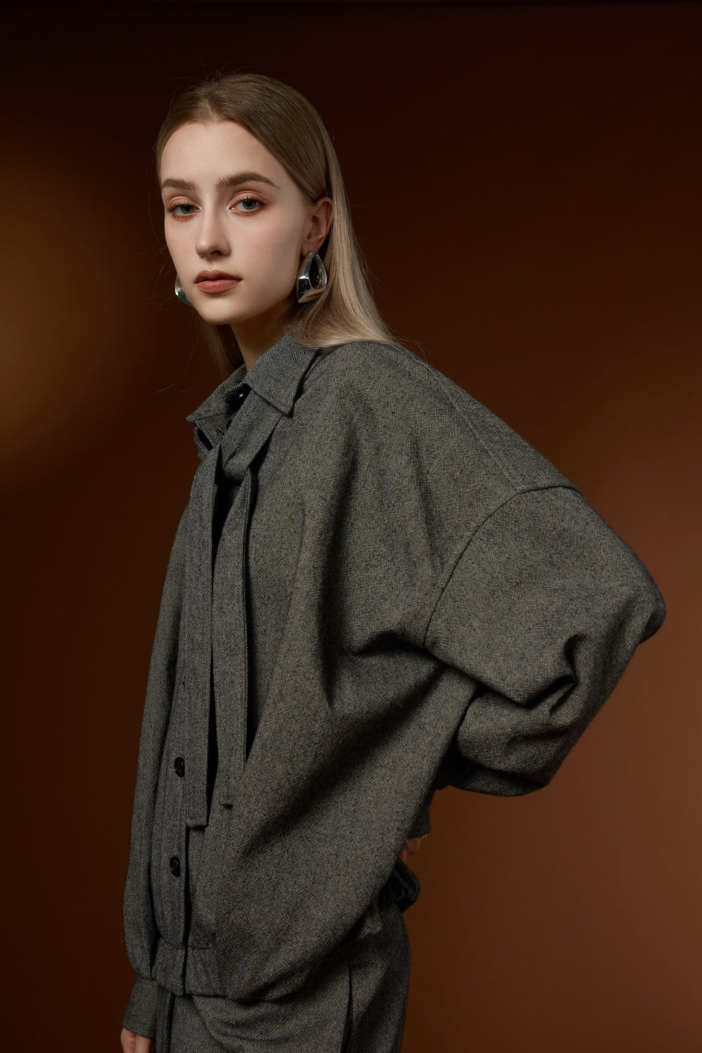 Mu Velvet Cloud Luxury Crew Neck Knit Top + Commuting High-waist Knit Long Pants Set