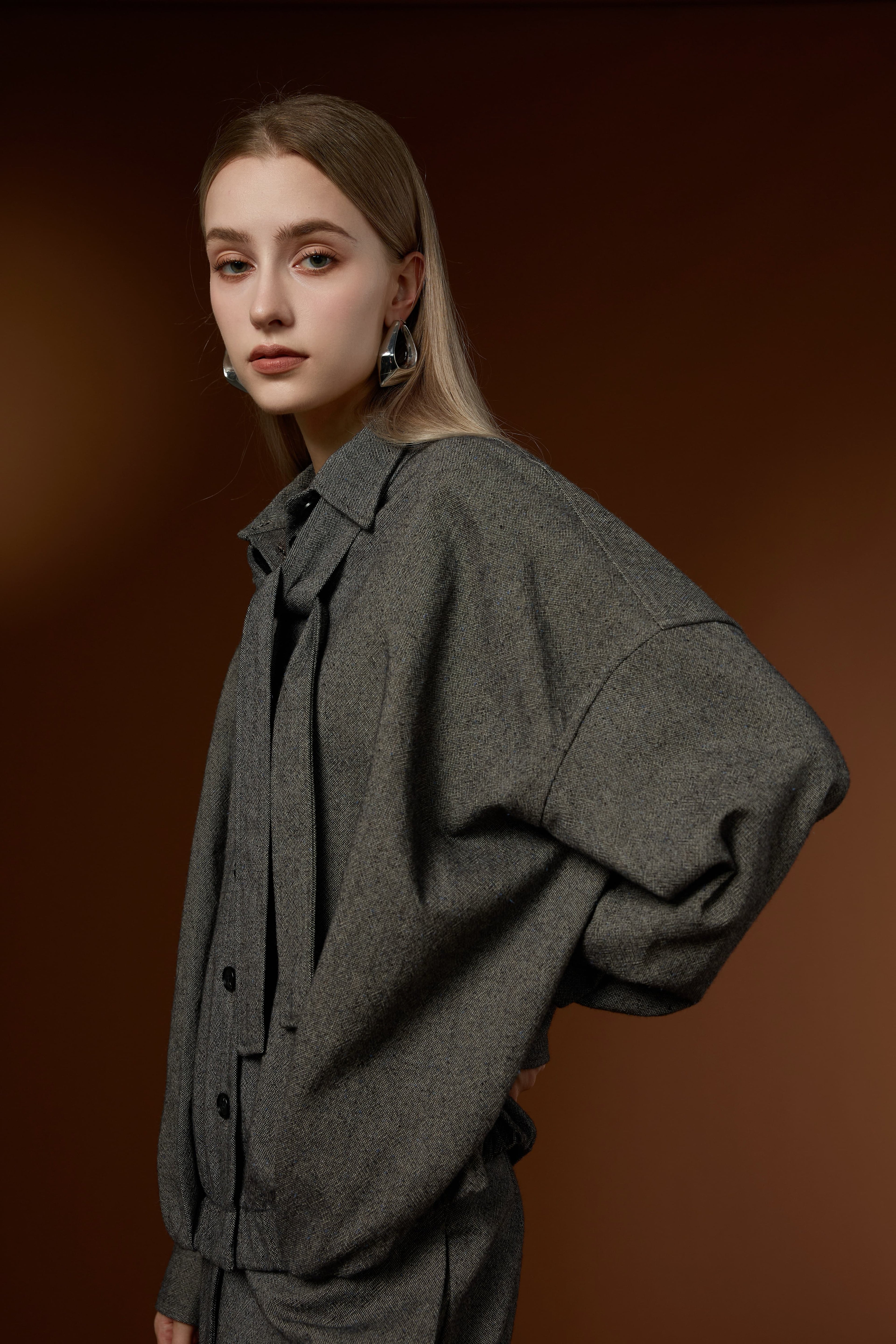 Mu Velvet Cloud Luxury Crew Neck Knit Top + Commuting High-waist Knit Long Pants Set