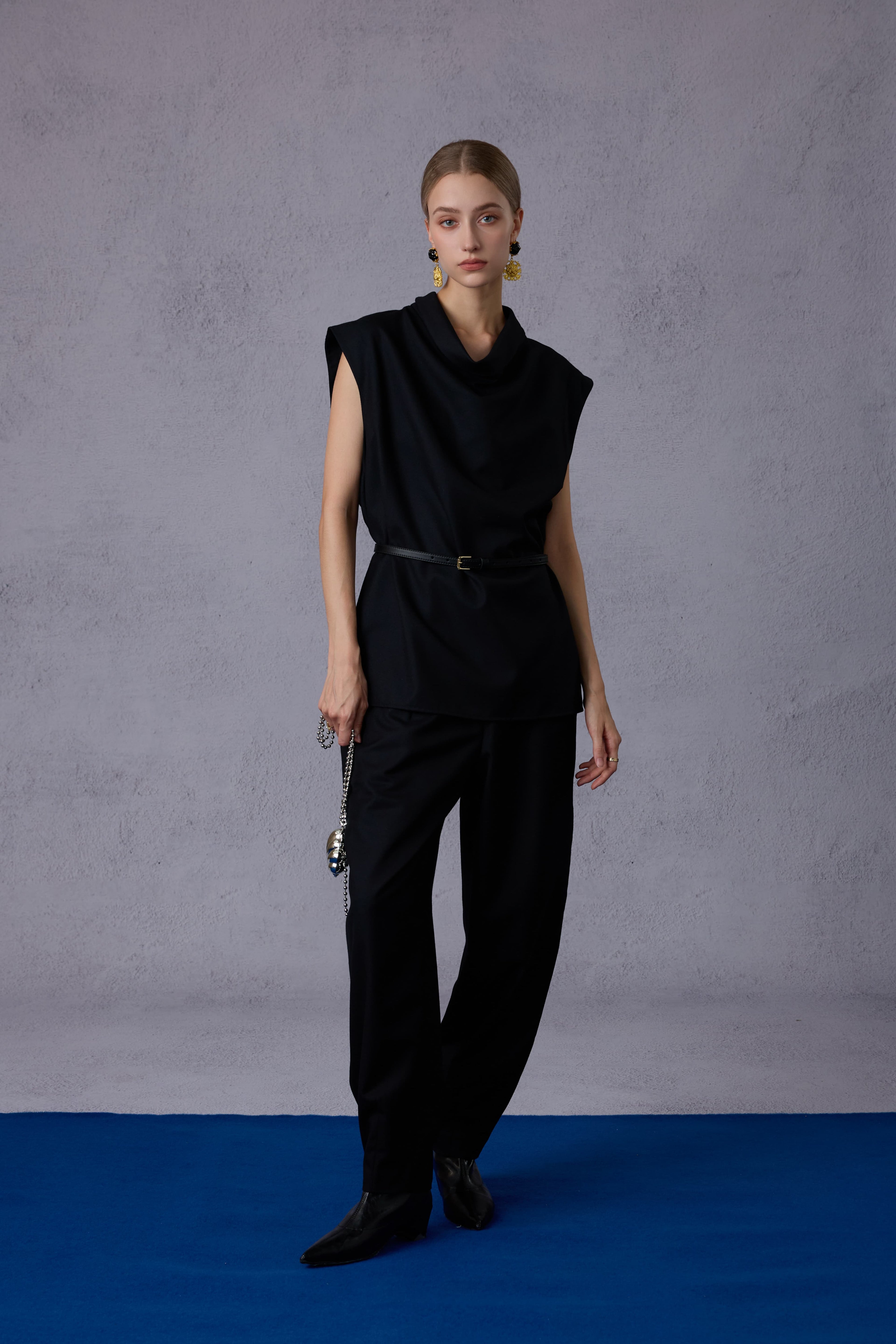 Cloud Velvet Elegant Lazy Loose Crew Neck Top + Long Pants