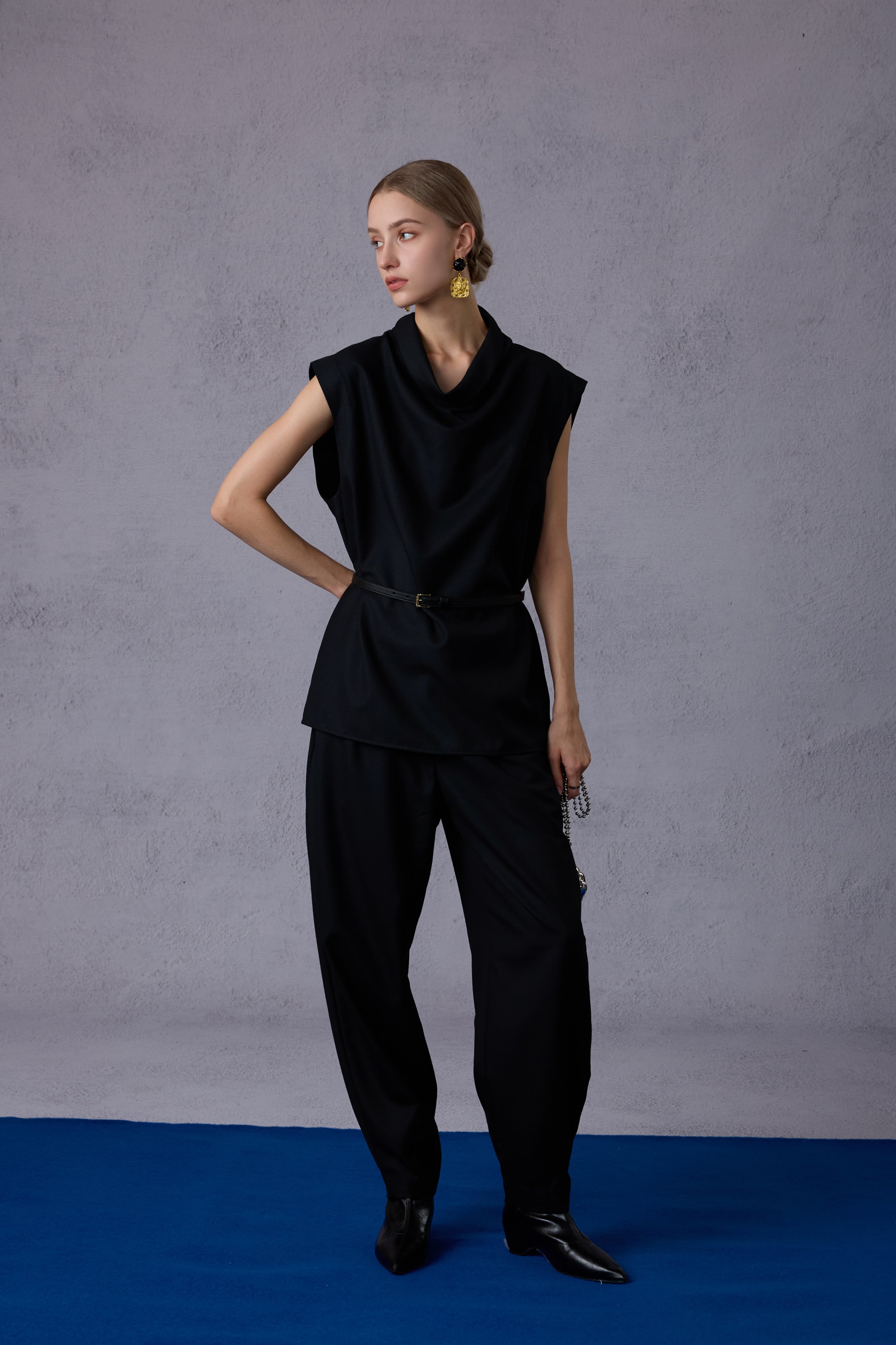 Cloud Velvet Elegant Lazy Loose Crew Neck Top + Long Pants