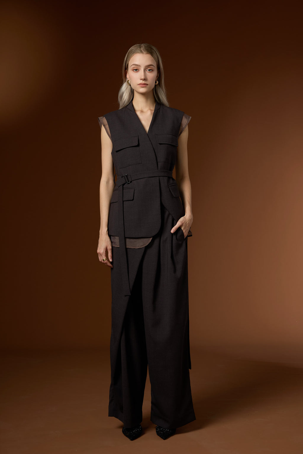 Mu Velvet Cloud Soft Wool Vest + Knit Soft Long Pants Set