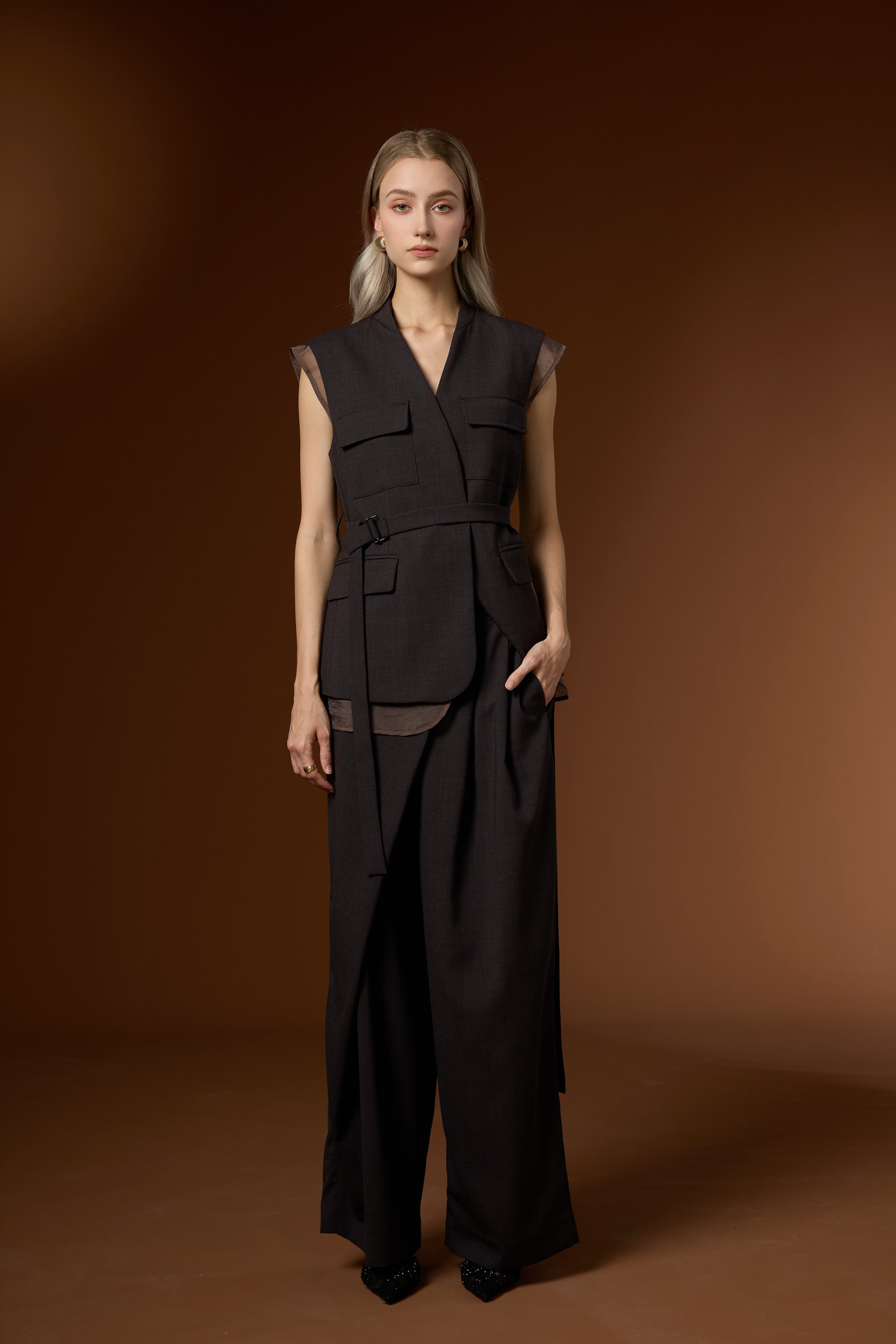 Mu Velvet Cloud Soft Wool Vest + Knit Soft Long Pants Set