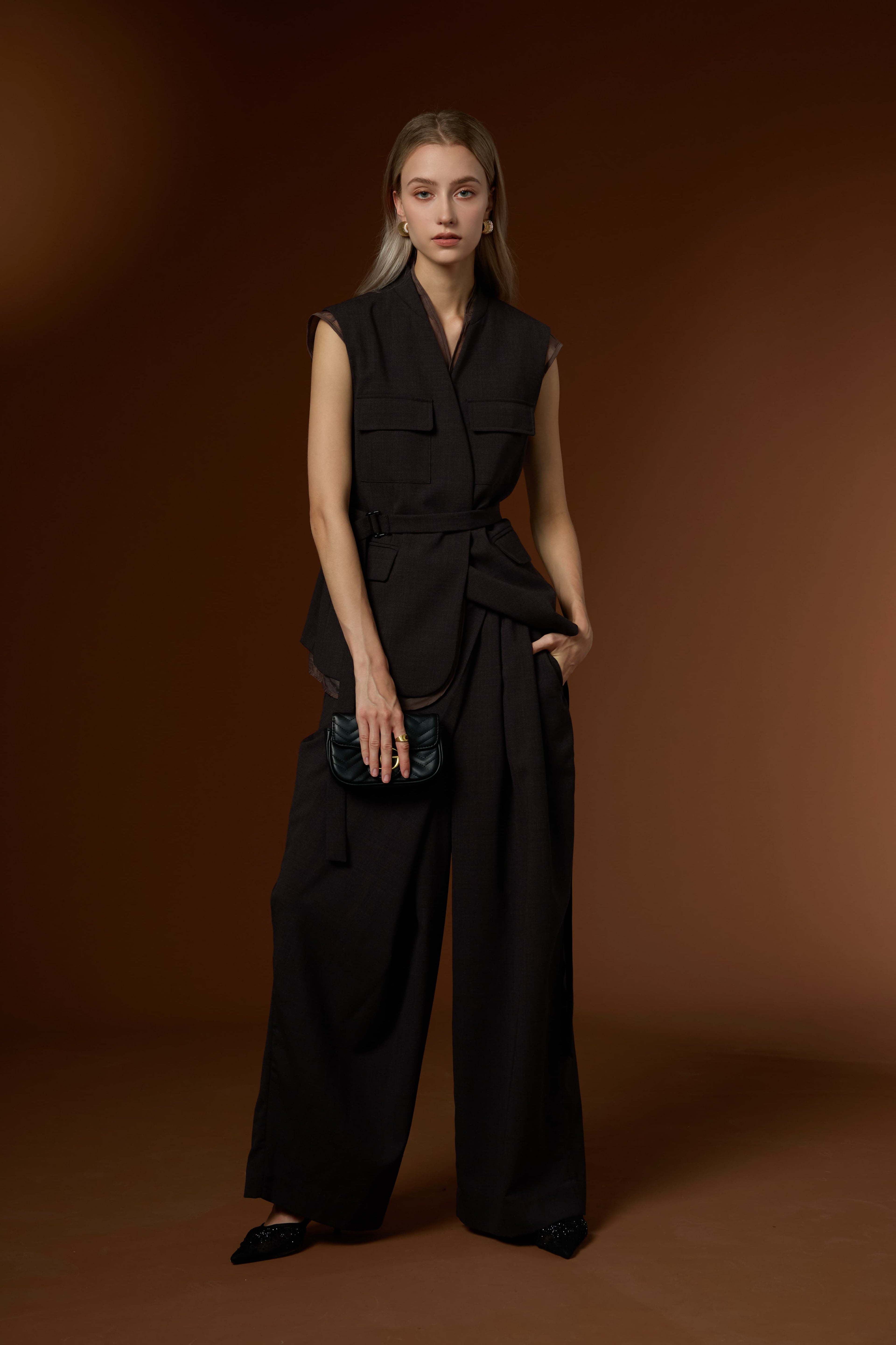 Mu Velvet Cloud Soft Wool Vest + Knit Soft Long Pants Set