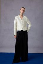 Gilded Acetate Silky Drape High-waist Straight Long Pants