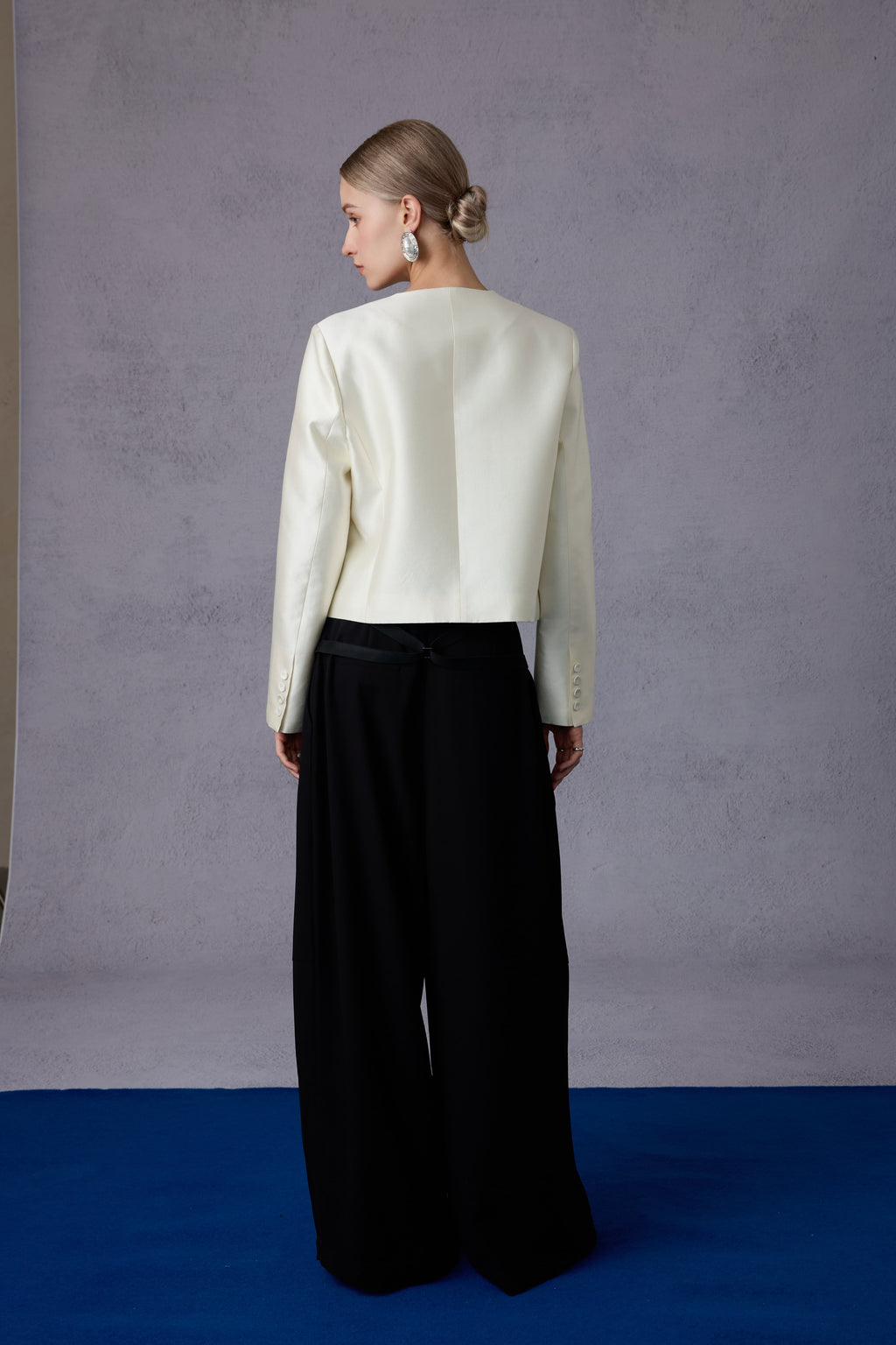 Gilded Acetate Silky Drape High-waist Straight Long Pants