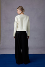 Gilded Acetate Silky Drape High-waist Straight Long Pants